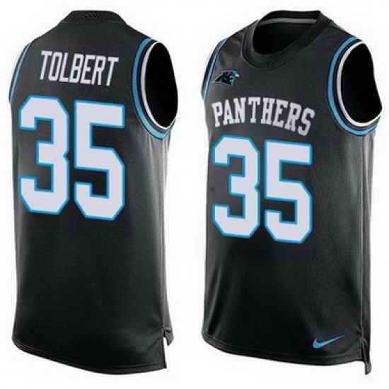 Nike Panthers #35 Mike Tolbert Black Team Color Mens Stitched NFL Limited Tank Top Jersey